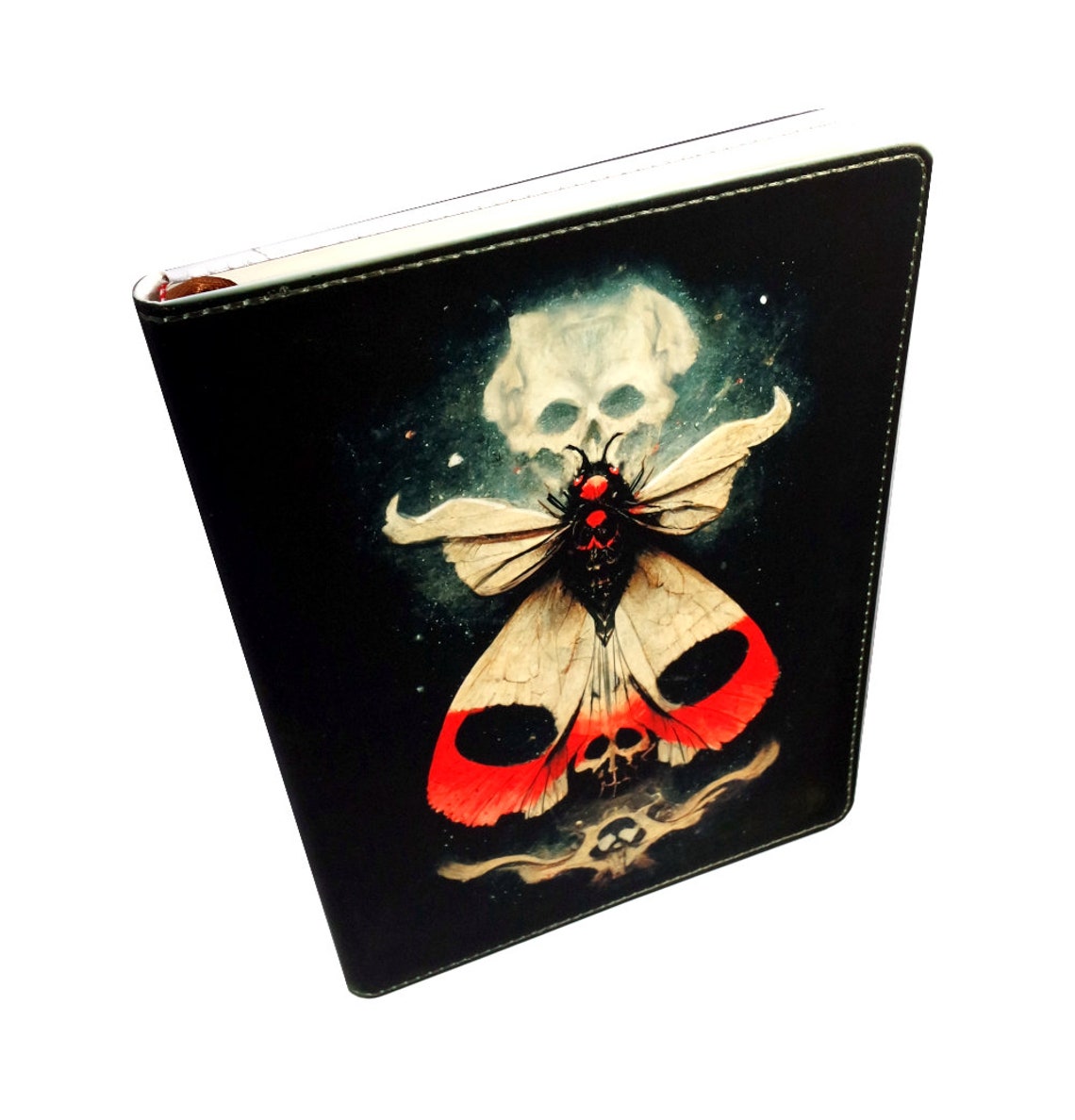 Goth Skull Death's Head Moth Faux Leather Lined Dream Journal Diary Book