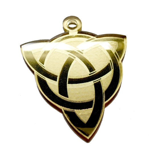 Triquetra celtic Knot Holiday ornament, Yule, Chirstmas,  iridscent crystal or gold acrylic