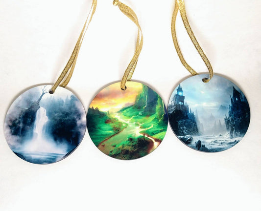 Norse Pagan Yggdrasil Ornaments Set - 9 Realms  Yule Decor