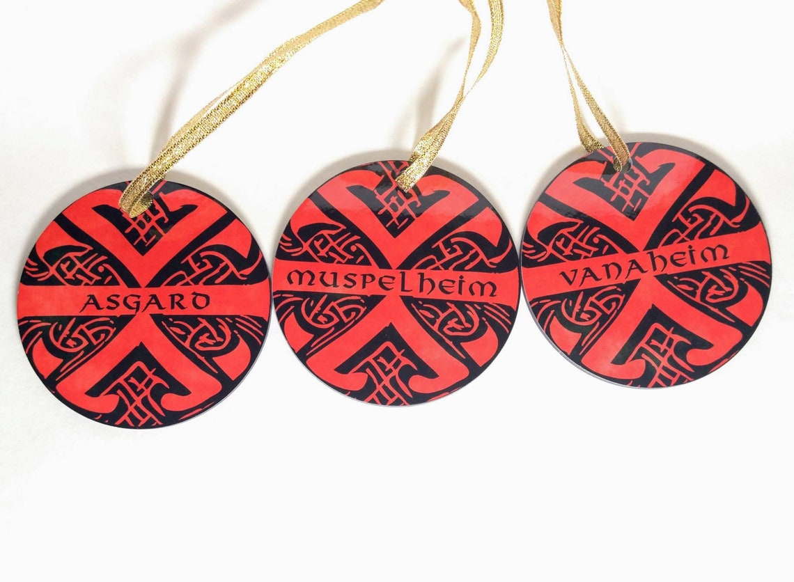 Norse Pagan Yggdrasil Ornaments Set - 9 Realms Yule Decor