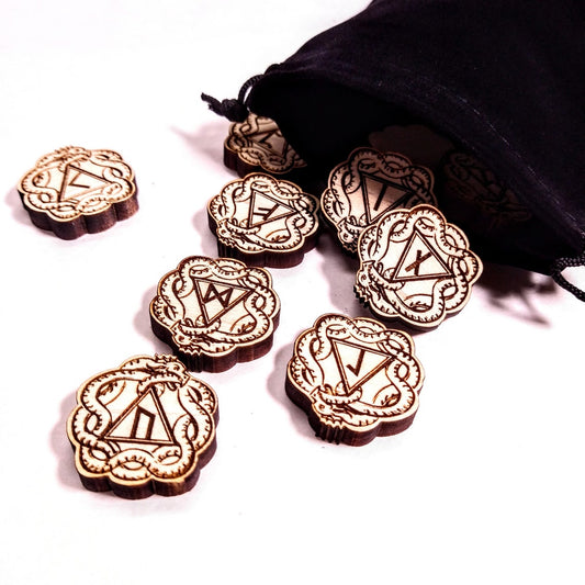 Norse Viking Elder Futhark Pocket Rune Set, jormungand serpent - Inlumined Arts LLC