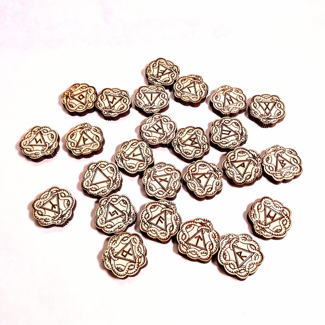 Norse Viking Elder Futhark Pocket Rune Set, jormungand serpent - Inlumined Arts LLC