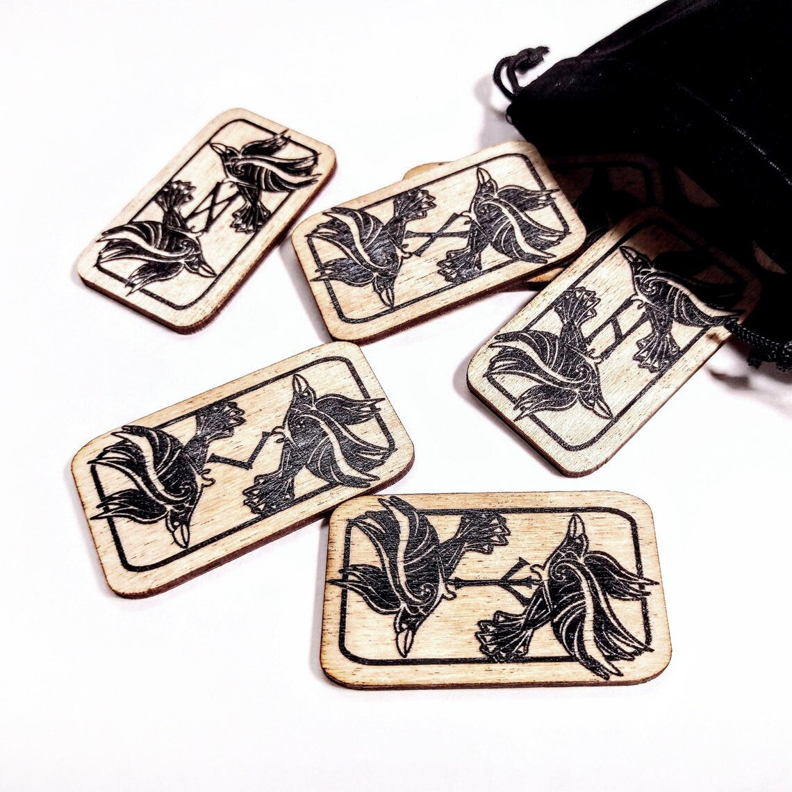 Norse Raven Rune Tile Pocket Rune Set