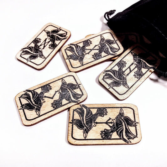 Norse Raven Rune Tile Pocket Rune Set
