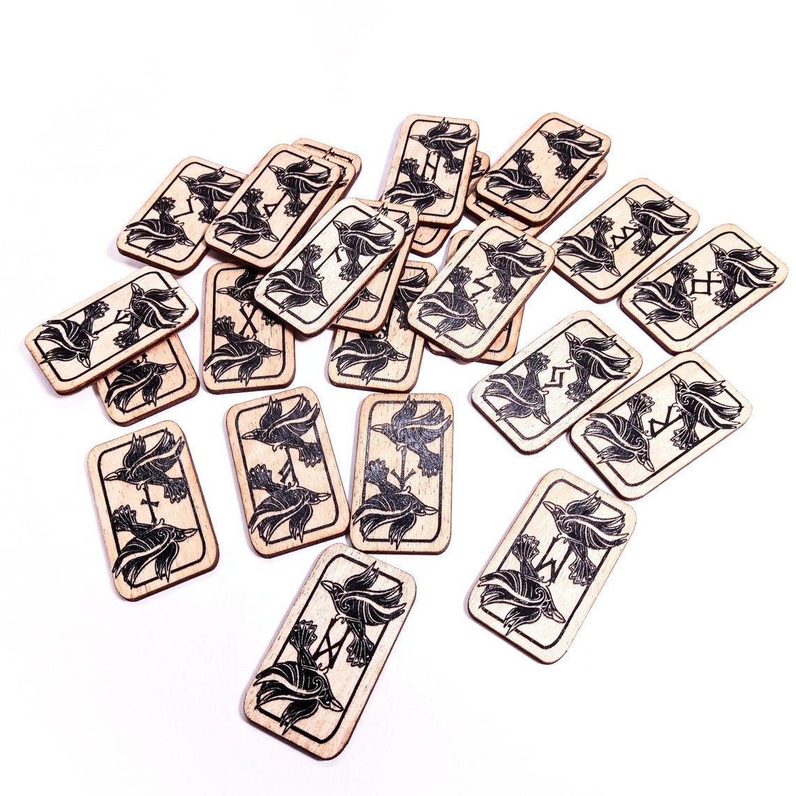 Norse Raven Rune Tile Pocket Rune Set