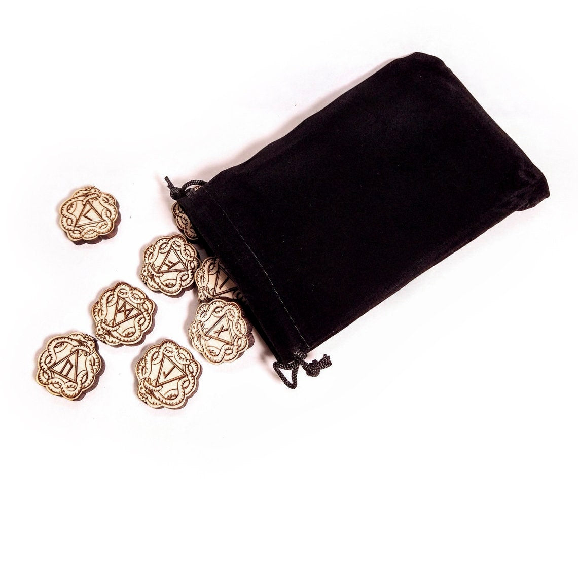 Norse Viking Elder Futhark Pocket Rune Set, jormungand serpent - Inlumined Arts LLC