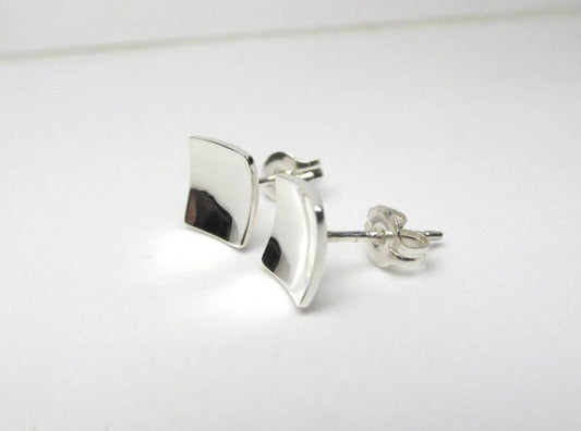 Sterling Silver Square MINIMALIST concave Stud Earrings