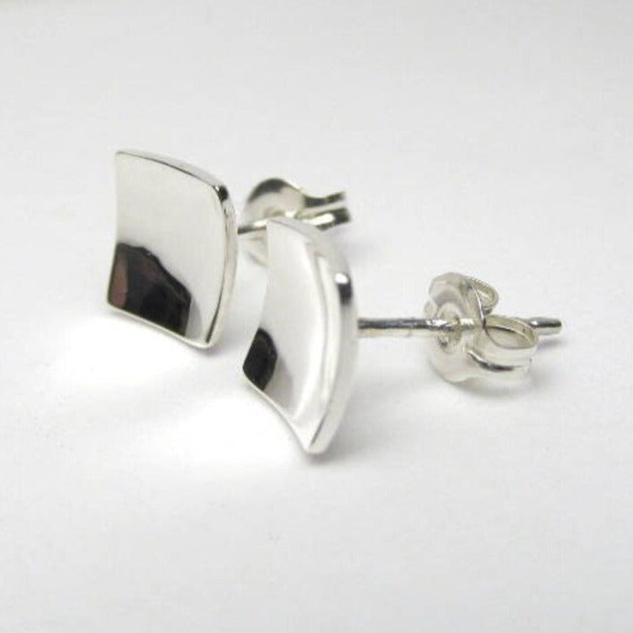 Sterling Silver Square MINIMALIST concave Stud Earrings