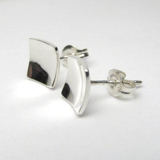 Sterling Silver Square MINIMALIST concave Stud Earrings