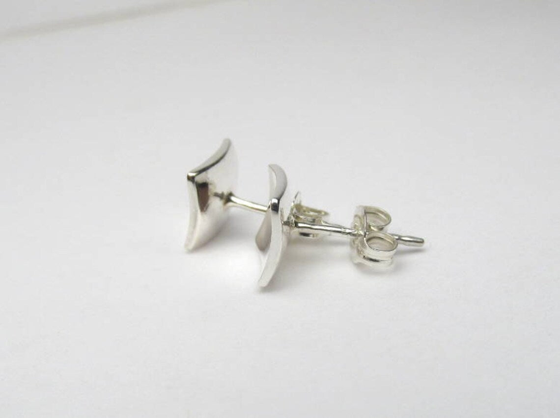 Sterling Silver Square MINIMALIST concave Stud Earrings
