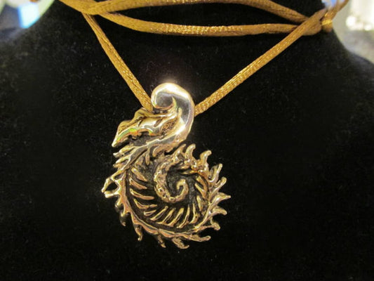 Solid Bronze Fern Pendant sculptural Art Necklace - Inlumined Arts LLC