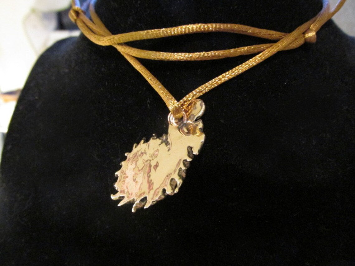 Solid Bronze Fern Pendant sculptural Art Necklace - Inlumined Arts LLC