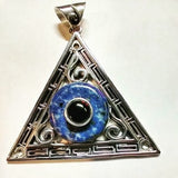 Evil Eye, Sterling Silver Amulet, Greek inspired Pendant  with Lapis Lazuli and Onyx