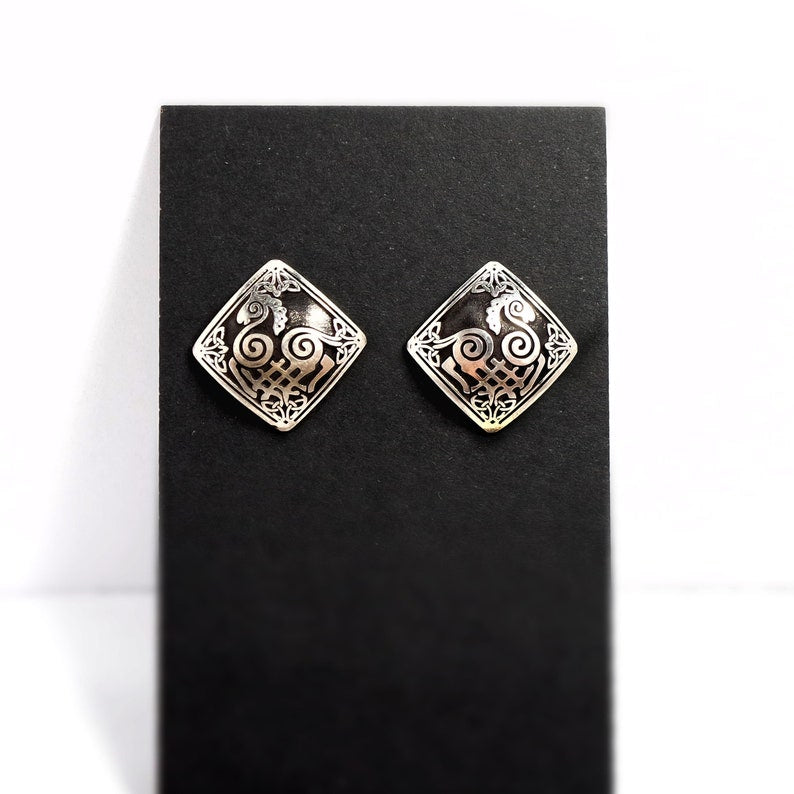 Sleipnir Horse Viking Norse Stud Earrings