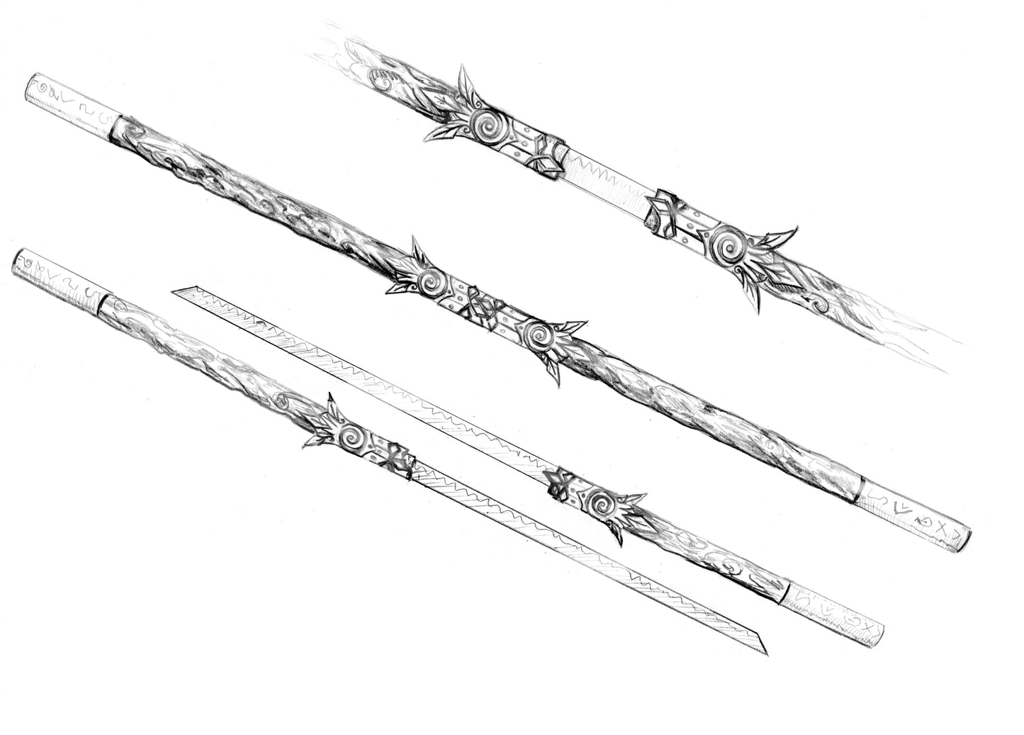 Sirion's Staff - Sirion's Journal Interior Published Illustration Shadow Over Shandahar - Inlumined Arts LLC