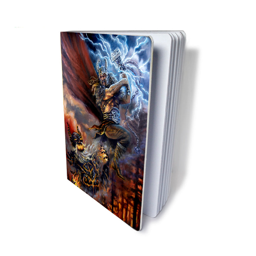 Thor vs. Fire Jotun, Norse Felt Cover Blank Dream Journal SketchBook