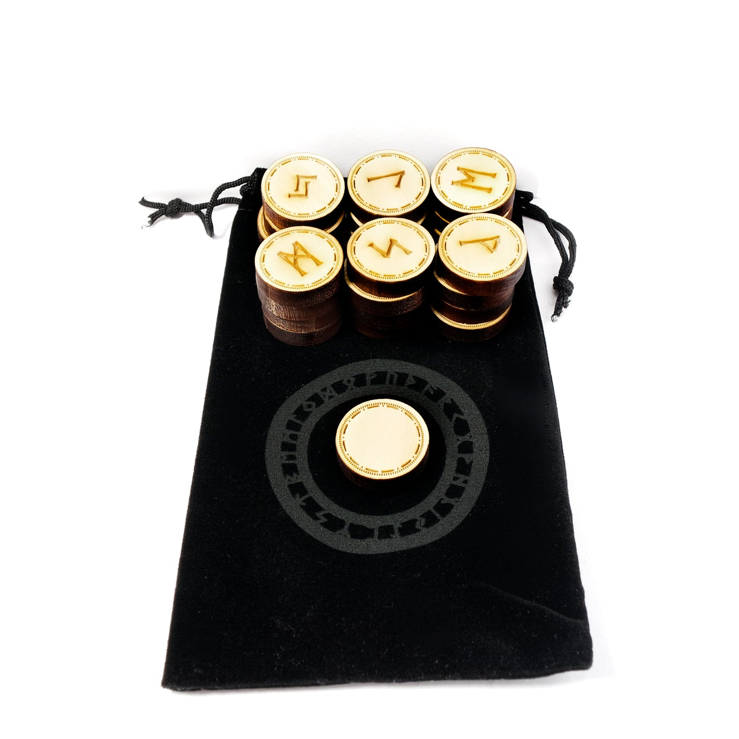 Round coin style Elder Futhark Viking Pocket rune set - Inlumined Arts LLC