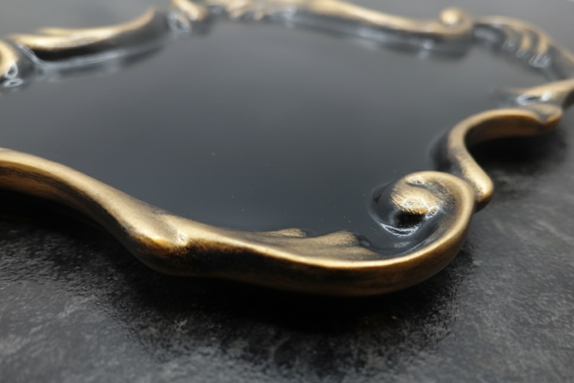 gothic eco resin jewelry tray, close up photo