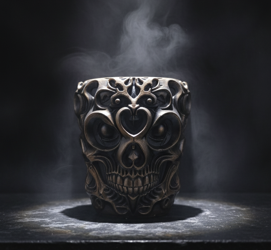 gothic skull desk organizer ornate ecor resin handmade