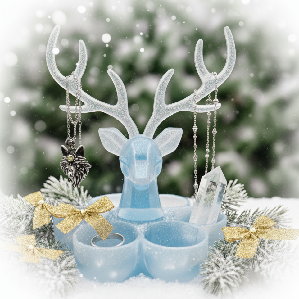 Winter Holiday Christmas Deer jewelry box holder, gift,  Christmas decor, yule decor