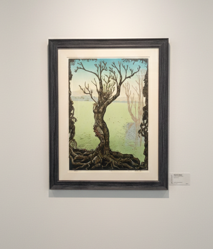 Original Fantasy ART Fairy  Tree DRYAD FRAMED wood block Print