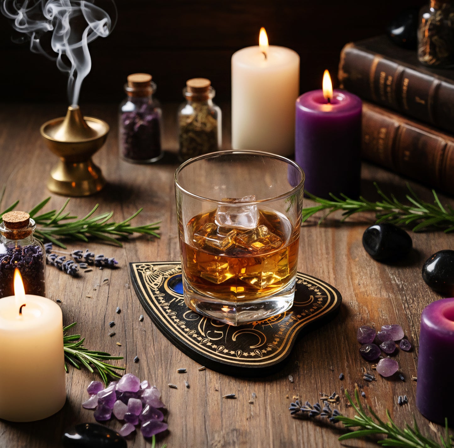 Handmade Black  Ouija Planchette coaster set