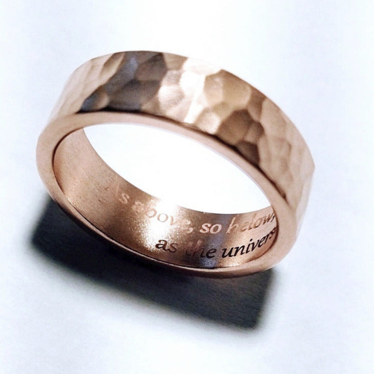 Beautiful Matte Hammered Copper Ring - Inlumined Arts LLC