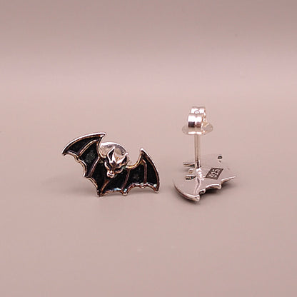 Handmade Sterling Silver gothic Bat Stud Earrings