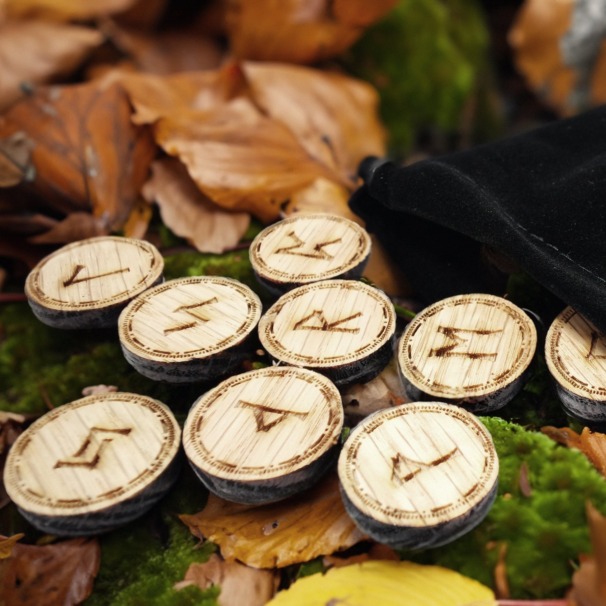 Round coin style  Elder Futhark Viking Pocket rune set - Inlumined Arts LLC
