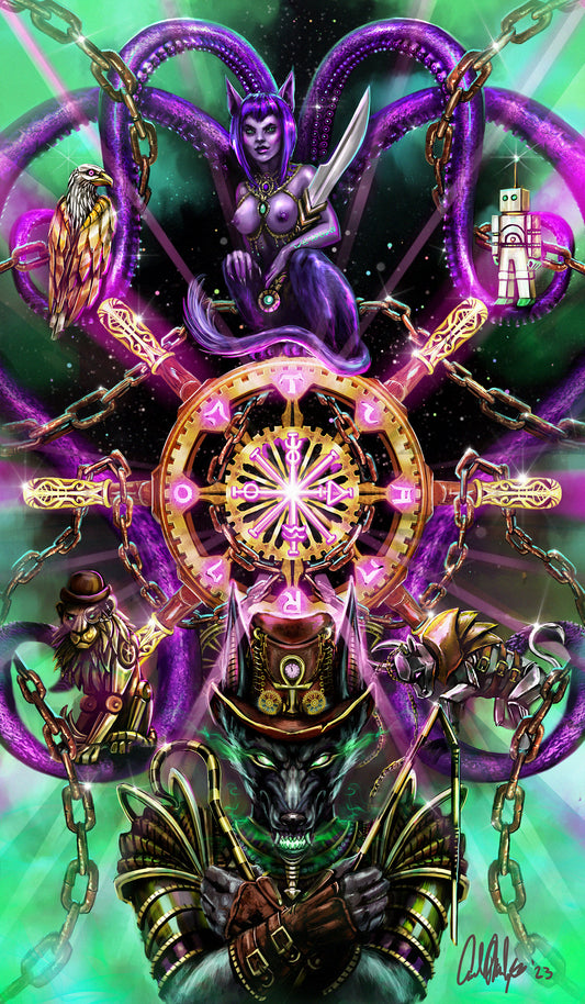 The Wheel of Fortune -  Fantasy Tarot Card Art Print