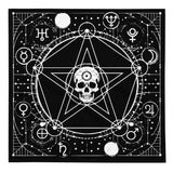 Mystic Planetary Crystal Grid  skull pentagram Tarot Cloth