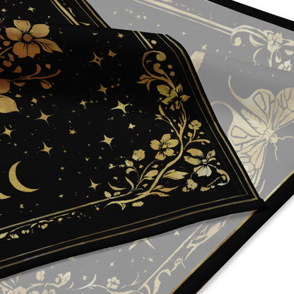 Midnight Garden Luna Moth Tarot Cloth Gothic Celestial Moon Altar Cloth  | Witchcore
