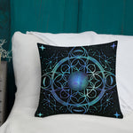 Celtic Cross Moon Phases Celestial  Blue Premium Pillow