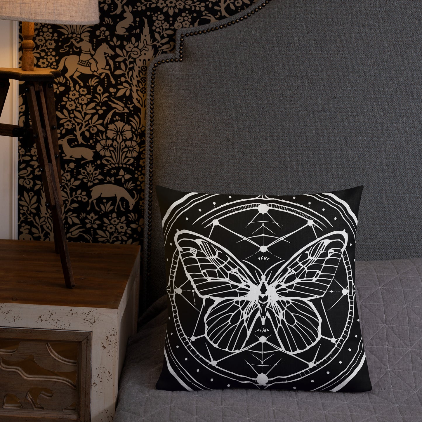 Enchanted Nocturne Moth Gothic decor Premium Pillow
