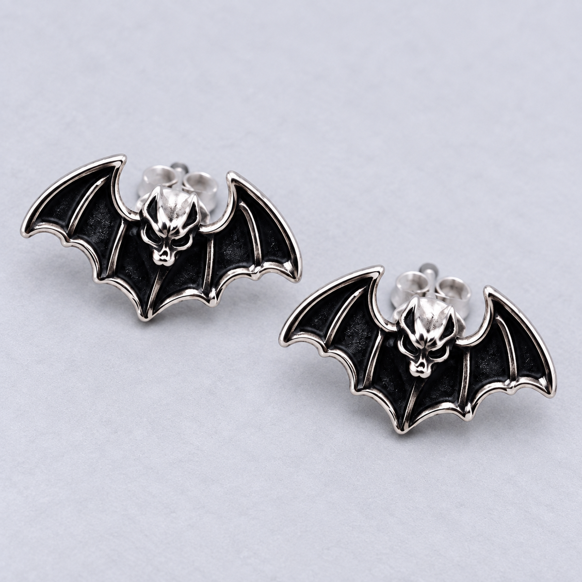 Sterling Silver gothic Bat Stud Earrings