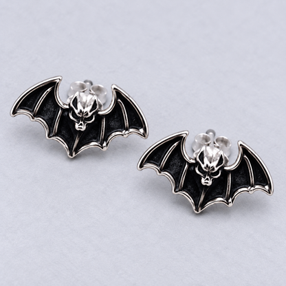 Sterling Silver gothic Bat Stud Earrings