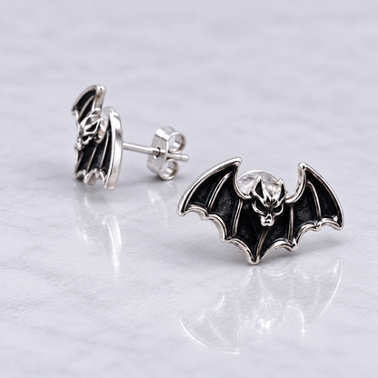 Sterling Silver gothic Bat Stud Earrings