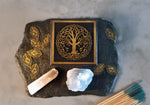 Black and Gold Hand Painted Leaf Rune Boxed  Gift Set