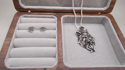 Fangborne Sterling Silver Wolf Pendant- Limited Edition- Birthstone pendant