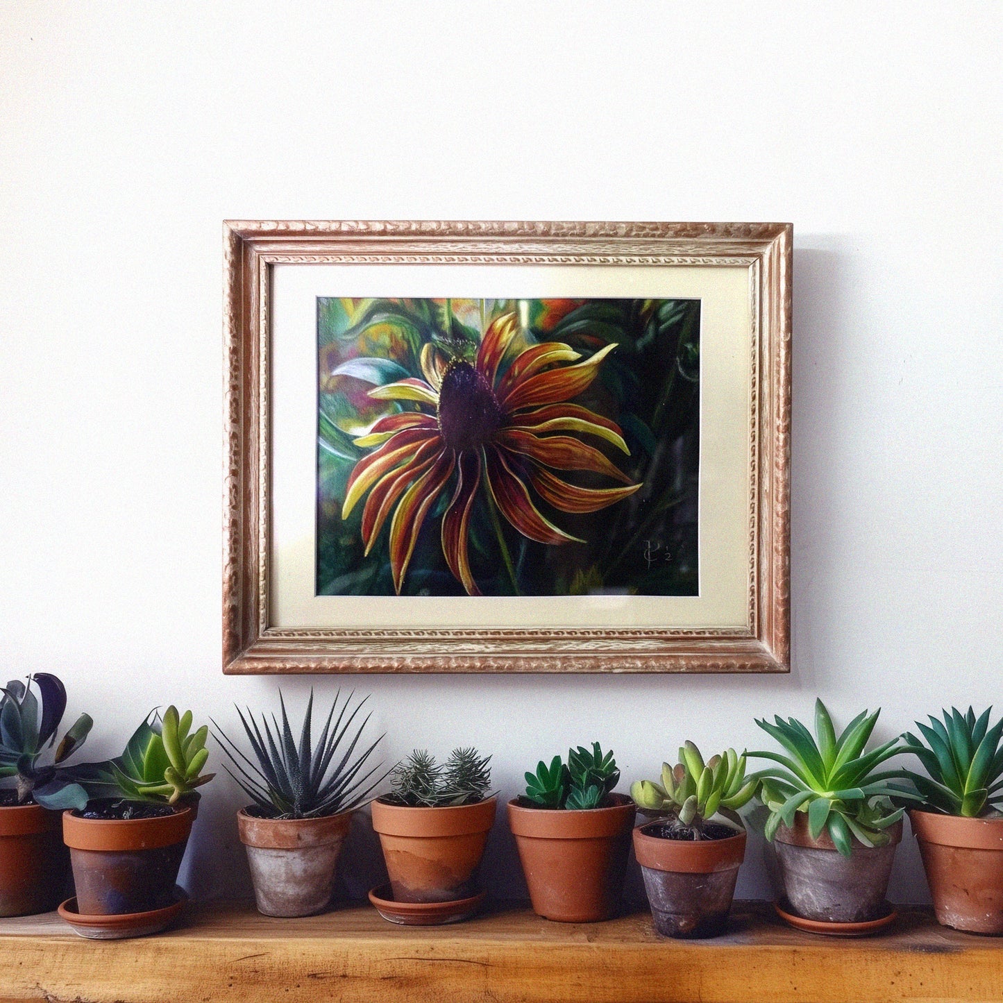 Oregon Cone Flower Original Colored Pencil Framed Fine Art