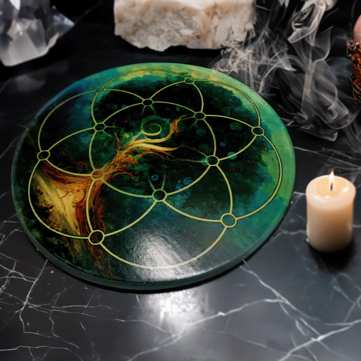 Tree of Life, full color Crystal Grid Layout Board  Seed of Life Sacred Geometry