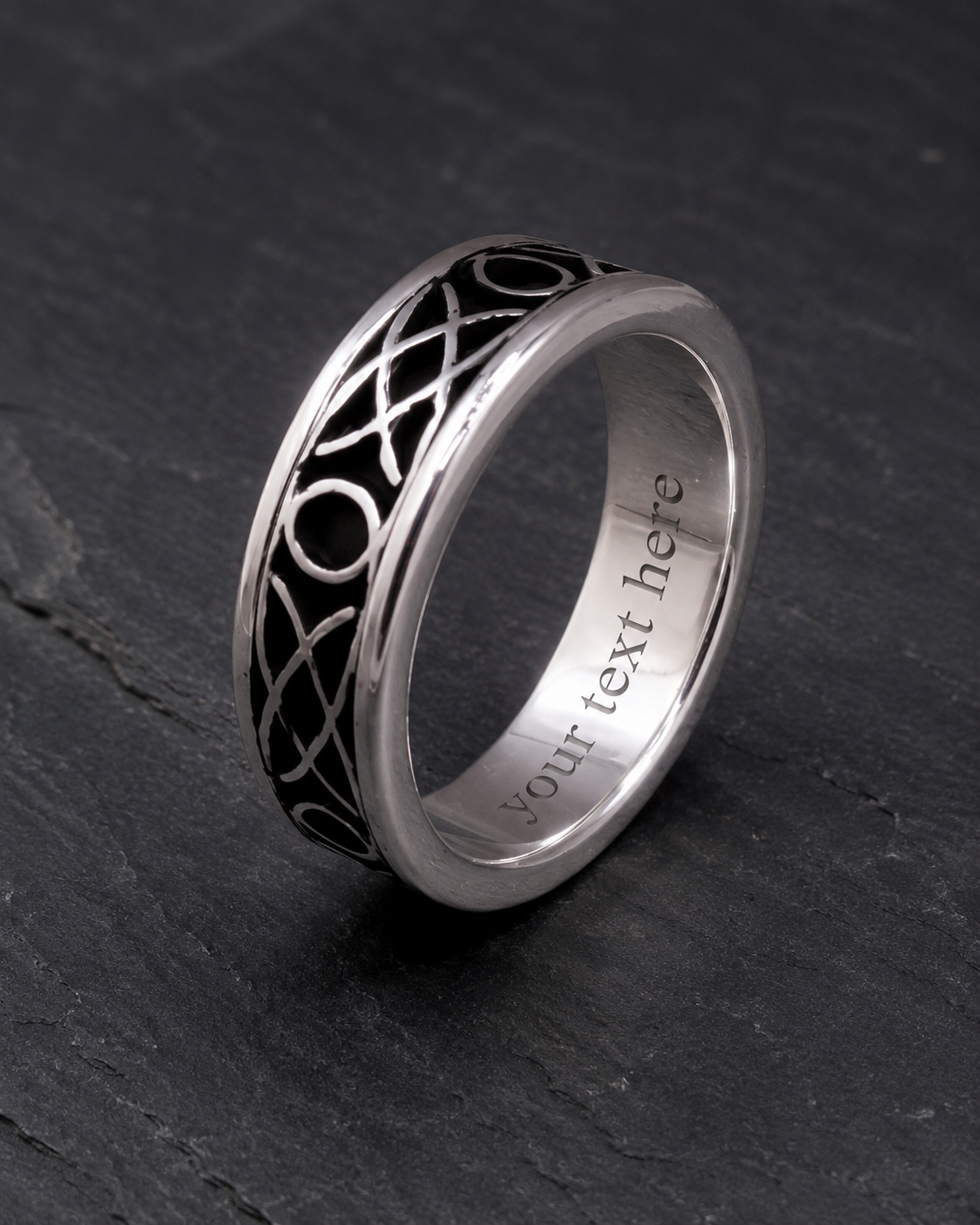  custom text stearling silver celtic knot ring