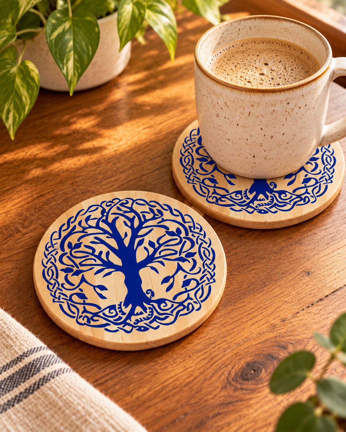 World Tree, Norse, Celtic ,tree of life wood coaster set of 4