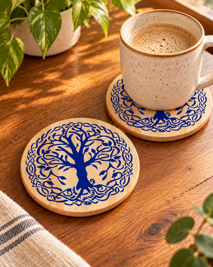 World Tree, Norse, Celtic ,tree of life wood coaster set of 4