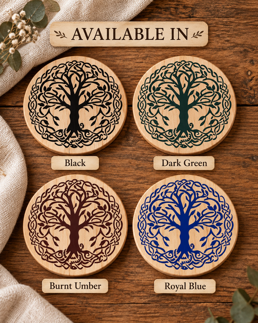 World Tree, Norse, Celtic ,tree of life wood coaster set of 4
