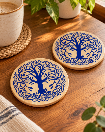 World Tree, Norse, Celtic ,tree of life wood coaster set of 4