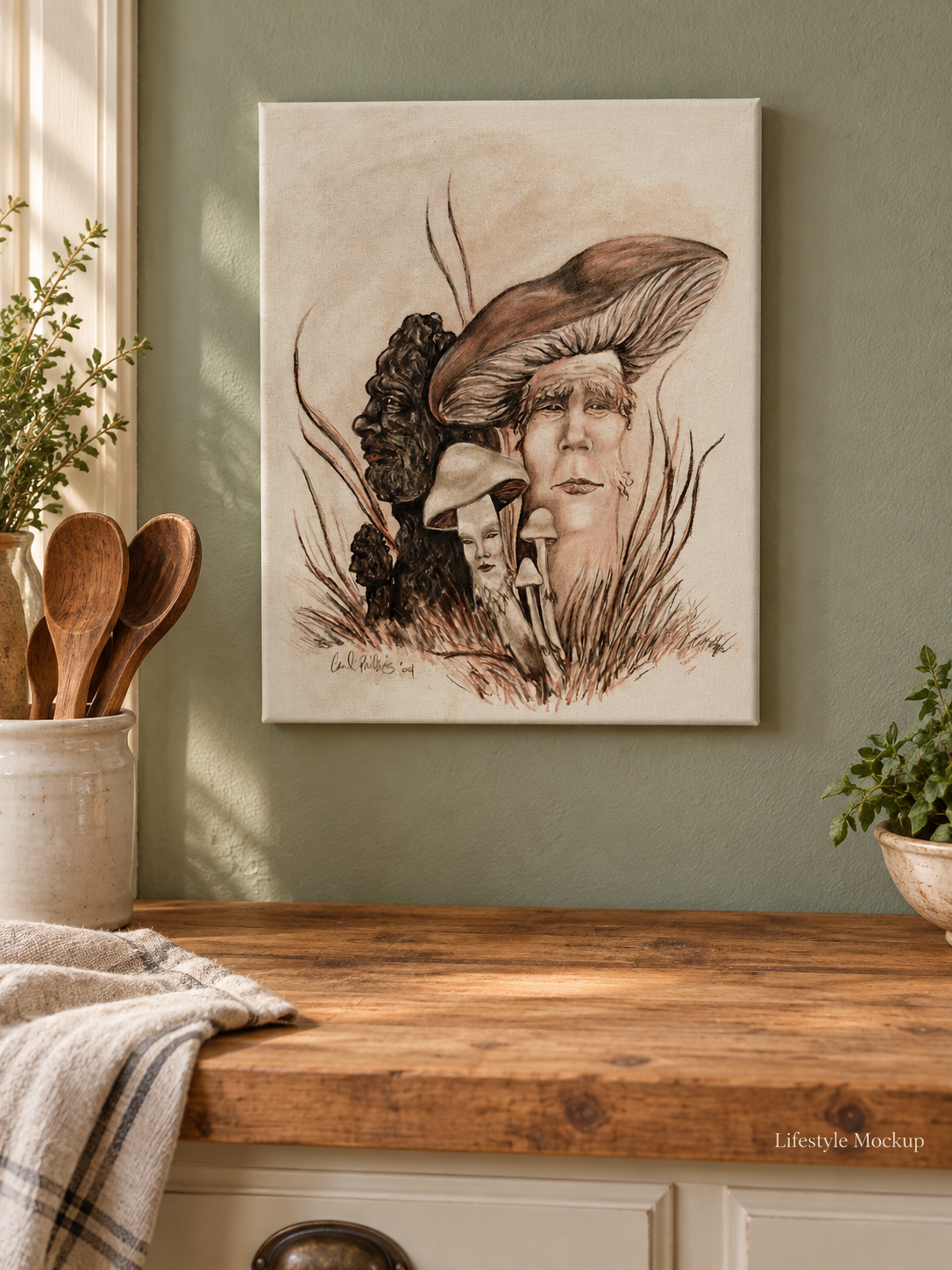 The Mushroom People Canvas Print, 11x14  wall art print