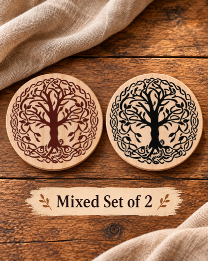 World Tree, Norse, Celtic ,tree of life wood coaster set of 4