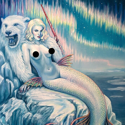 Zirconia Mermaid 43"x30"  Original Pastel Painting Fantasy Fine Art