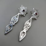 Sterling Silver goddess  Garnet ear jacket earrings - Inlumined Arts LLC